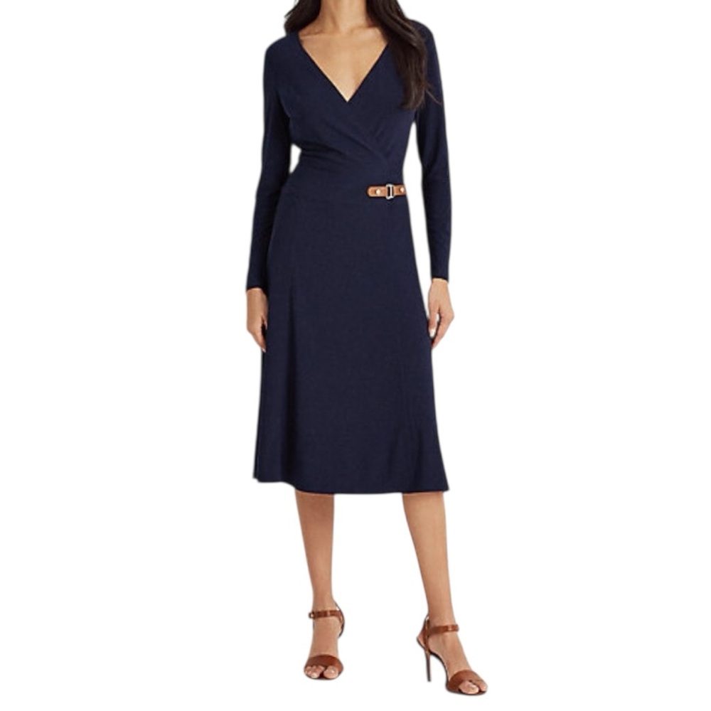 Lauren Ralph Lauren Navy Long Sleeve Dress with Belt